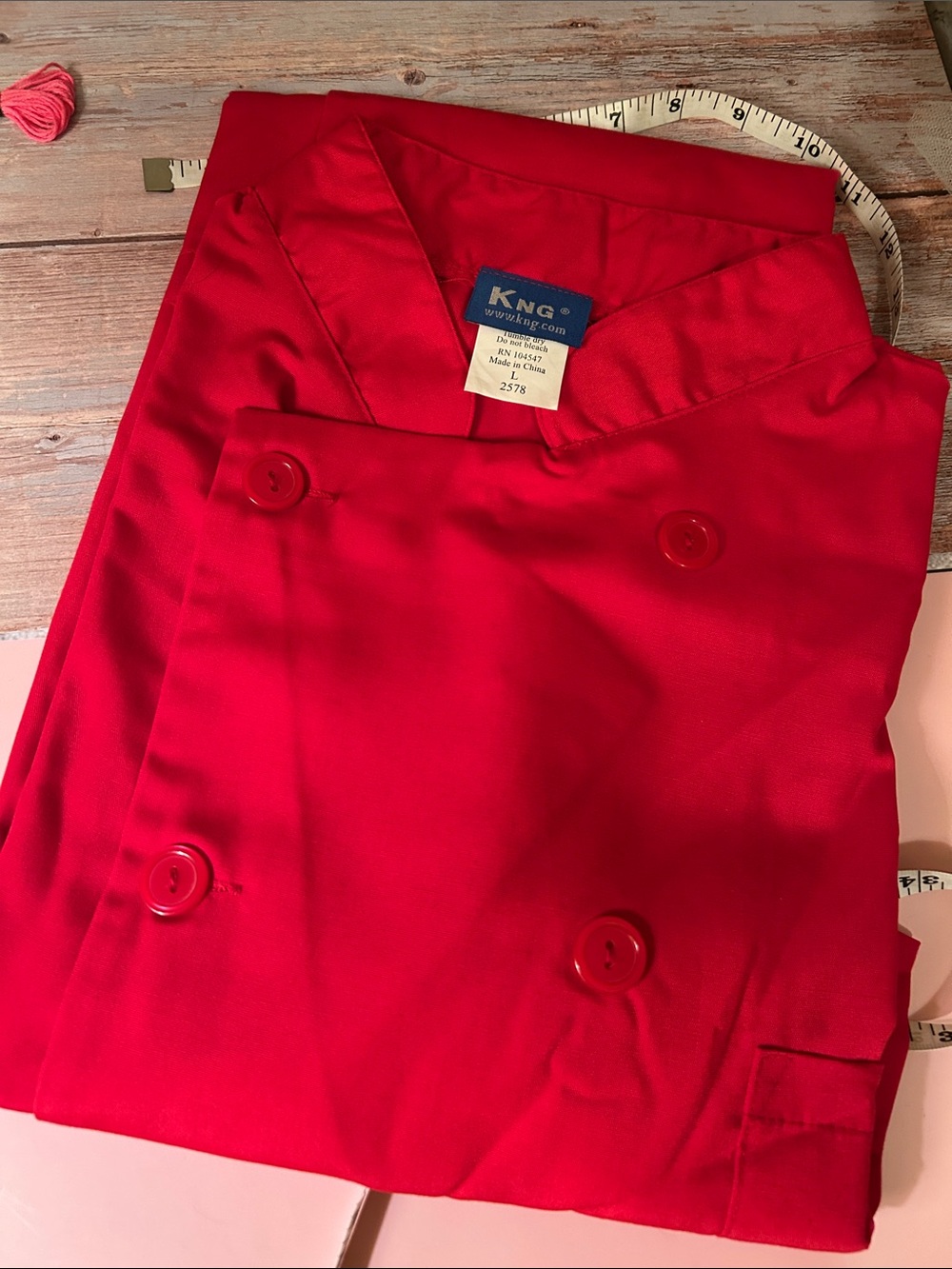 Red Chef’s Jacket -short sleeved with front pocket